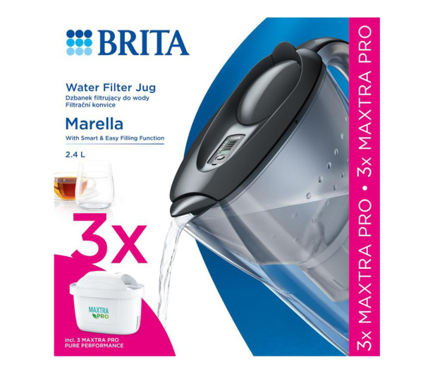 BRITA Dzbanek z filtrem BRITA MarellaPlus grafit + 3 wkłady Pure Peformance - 1239748 - zdjęcie 4